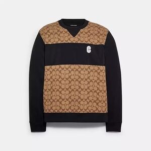 Coach Men's Tan and Black Crewneck Sweater